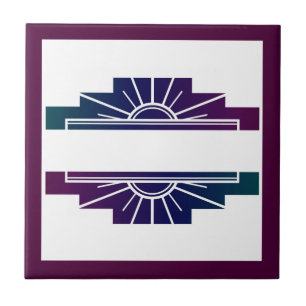 Art deco sun element in dark colours ceramic tile