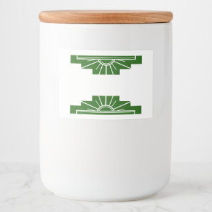 Art deco sun element in dark green food label
