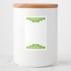 Art deco sun element in lime green food label