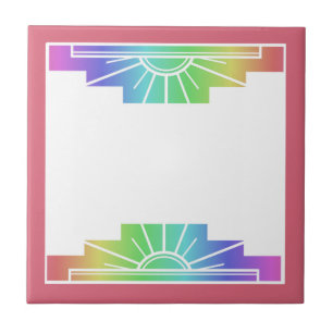Art deco sun element in pastels ceramic tile