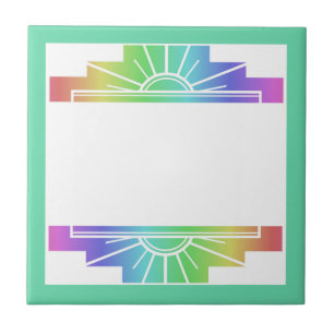 Art deco sun element in pastels ceramic tile