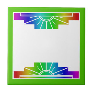 Art deco sun element in rainbow ceramic tile