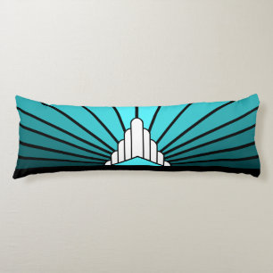 Art deco sun in aqua body cushion