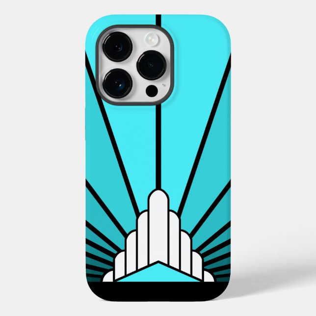 Art deco sun in aqua Case-Mate iPhone case (Back)