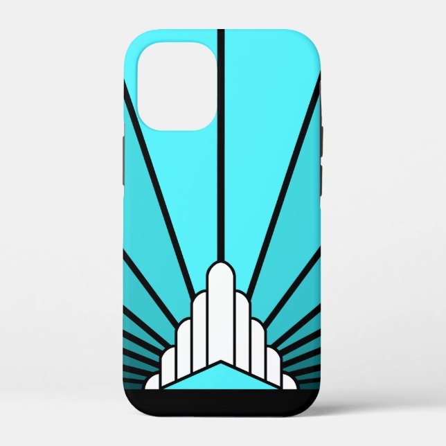 Art deco sun in aqua Case-Mate iPhone case (Back)