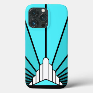 Art deco sun in aqua iPhone 13 pro case