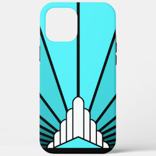 Art deco sun in aqua iPhone 12 pro max case