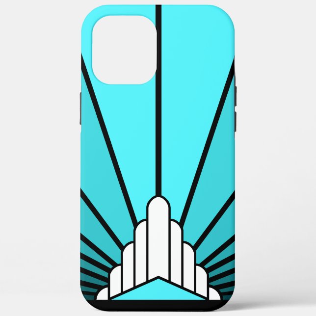 Art deco sun in aqua Case-Mate iPhone case (Back)