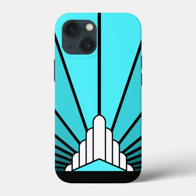 Art deco sun in aqua Case-Mate iPhone case (Back)