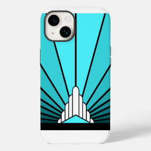Art deco sun in aqua Case-Mate iPhone 14 case