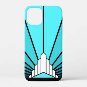 Art deco sun in aqua iPhone 12 mini case