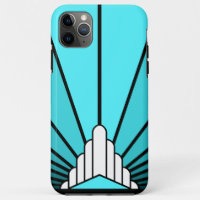 Art deco sun in aqua