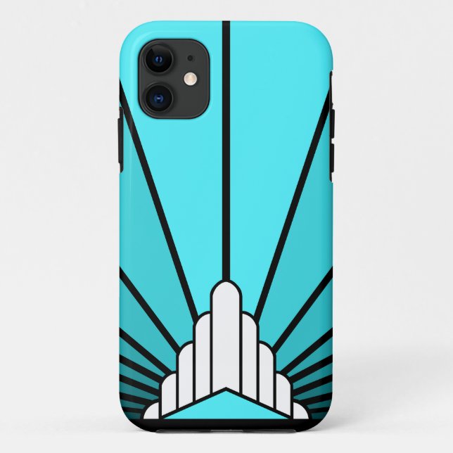 Art deco sun in aqua Case-Mate iPhone case (Back)