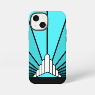Art deco sun in aqua iPhone 13 mini case