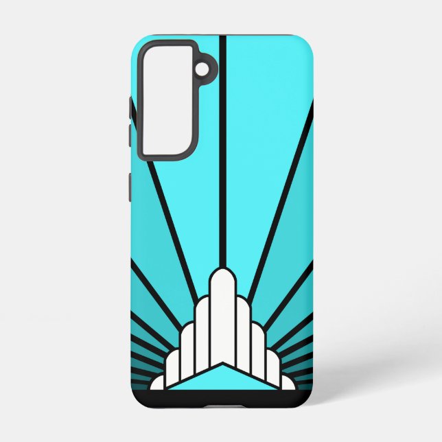 Art deco sun in aqua samsung galaxy s21 case (Back)