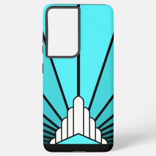 Art deco sun in aqua samsung galaxy case