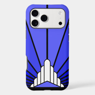 Art deco sun in blue