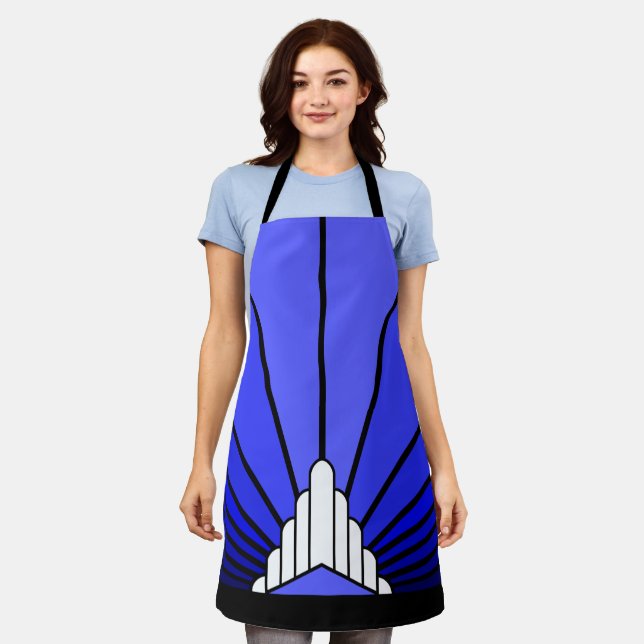Art deco sun in blue apron (Worn)
