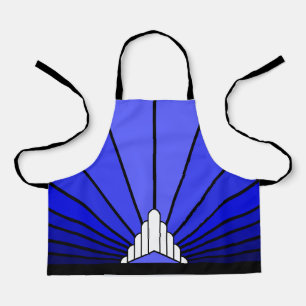 Art deco sun in blue apron
