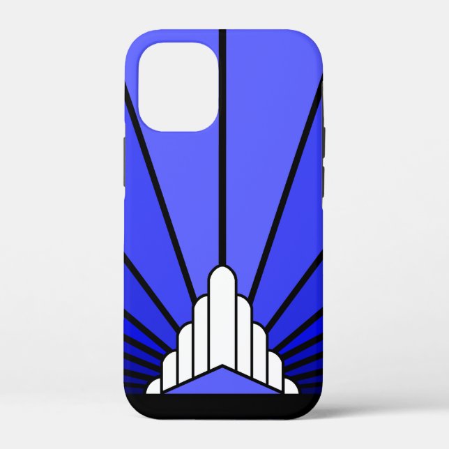 Art deco sun in blue Case-Mate iPhone case (Back)