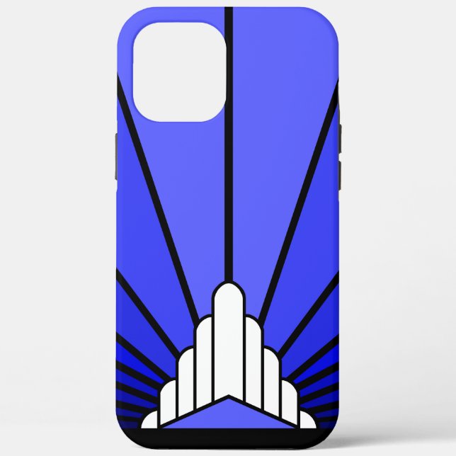 Art deco sun in blue Case-Mate iPhone case (Back)