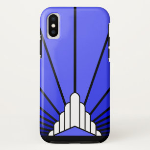 Art deco sun in blue iPhone x case