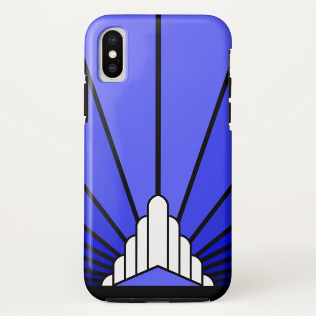 Art deco sun in blue Case-Mate iPhone case (Back)