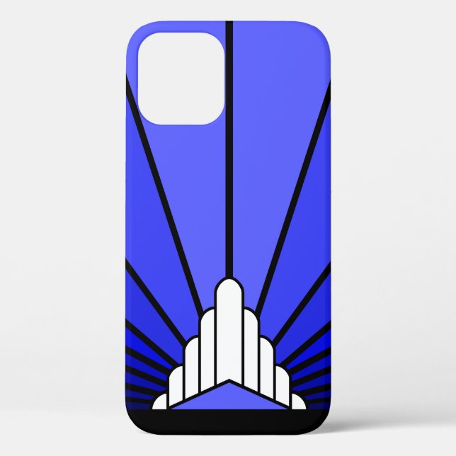 Art deco sun in blue Case-Mate iPhone case (Back)