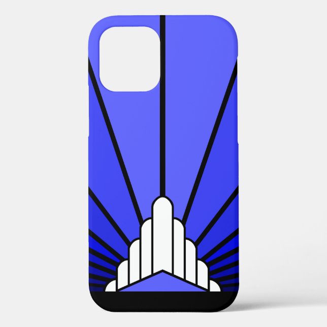Art deco sun in blue Case-Mate iPhone case (Back)
