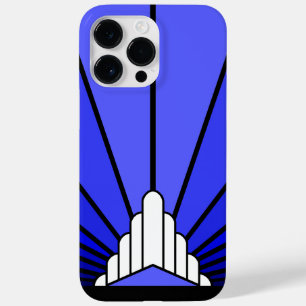 Art deco sun in blue Case-Mate iPhone 14 pro max case