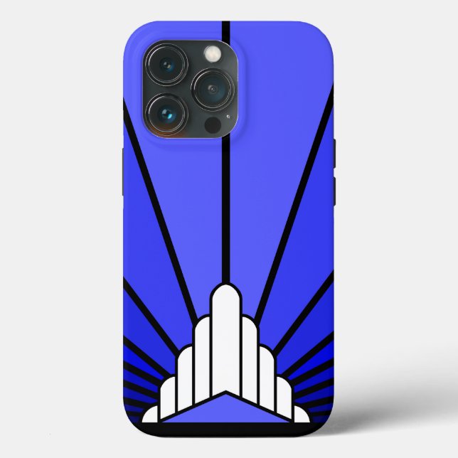 Art deco sun in blue Case-Mate iPhone case (Back)