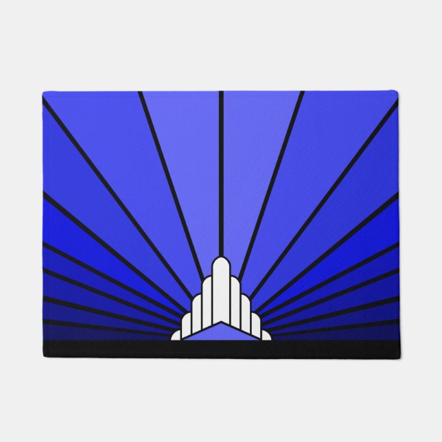 Art deco sun in blue doormat (Front)