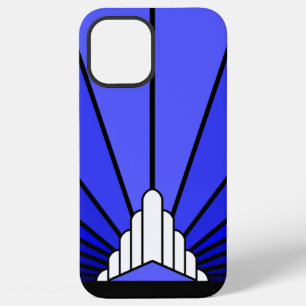 Art deco sun in blue iPhone 12 pro max case