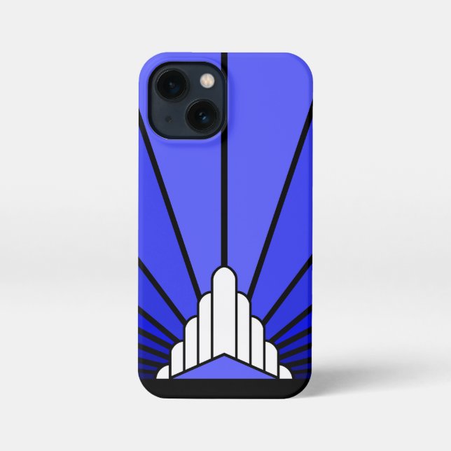 Art deco sun in blue iPhone case (Back)