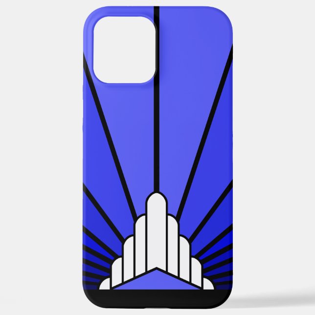 Art deco sun in blue iPhone case (Back)