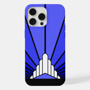 Art deco sun in blue iPhone 15 pro max case