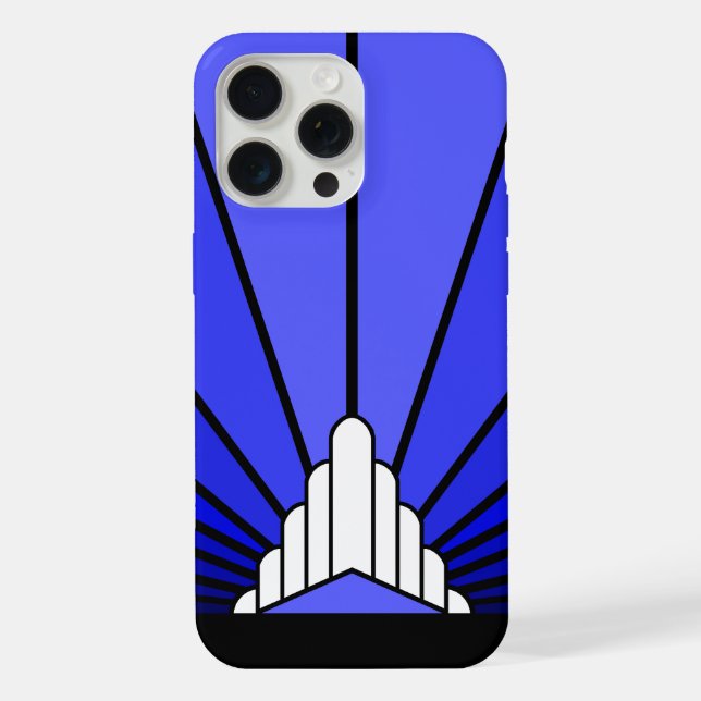 Art deco sun in blue iPhone case (Back)