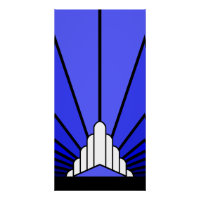 Art deco sun in blue