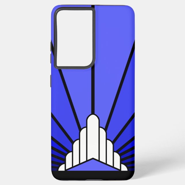 Art deco sun in blue samsung galaxy s21+ case (Back)