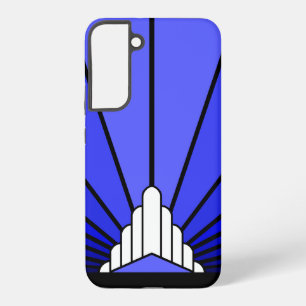 Art deco sun in blue samsung galaxy case