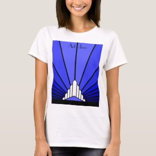 Art deco sun in blue T-Shirt