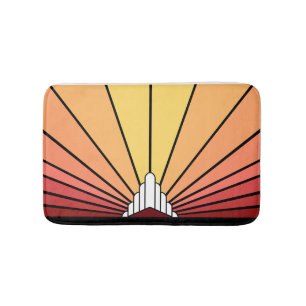 Art deco sun in dawn bath mat