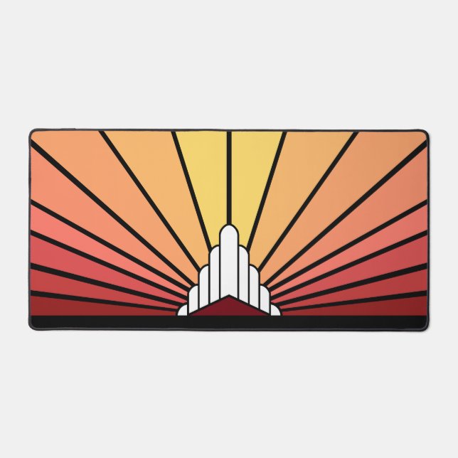 Art deco sun in dawn desk mat (Front)