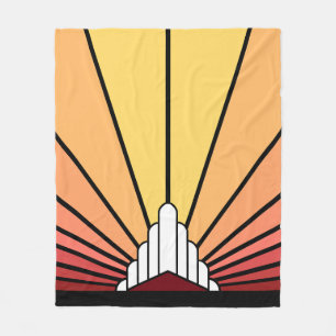 Art deco sun in dawn Fleece Blanket