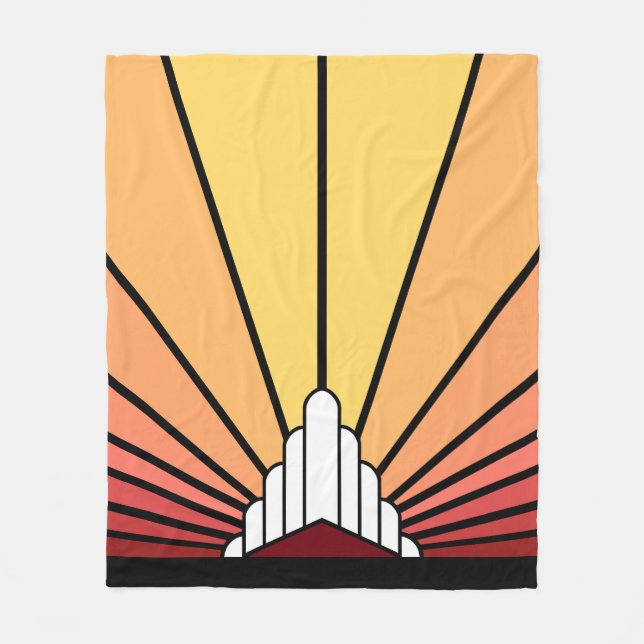 Art deco sun in dawn Fleece Blanket (Front)