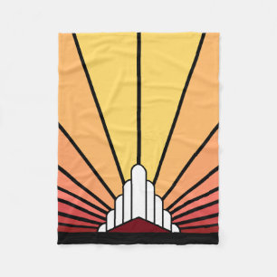 Art deco sun in dawn Fleece Blanket