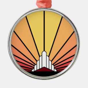 Art deco sun in dawn metal ornament