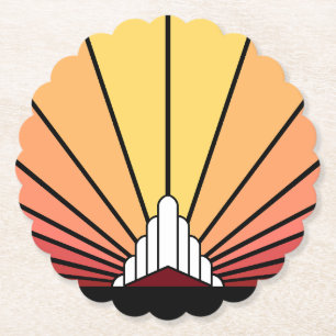 Art deco sun in dawn paper coaster