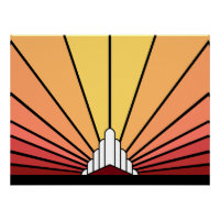 Art deco sun in dawn