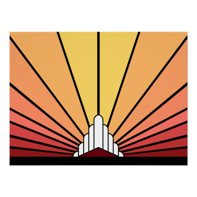 Art deco sun in dawn poster (Front)